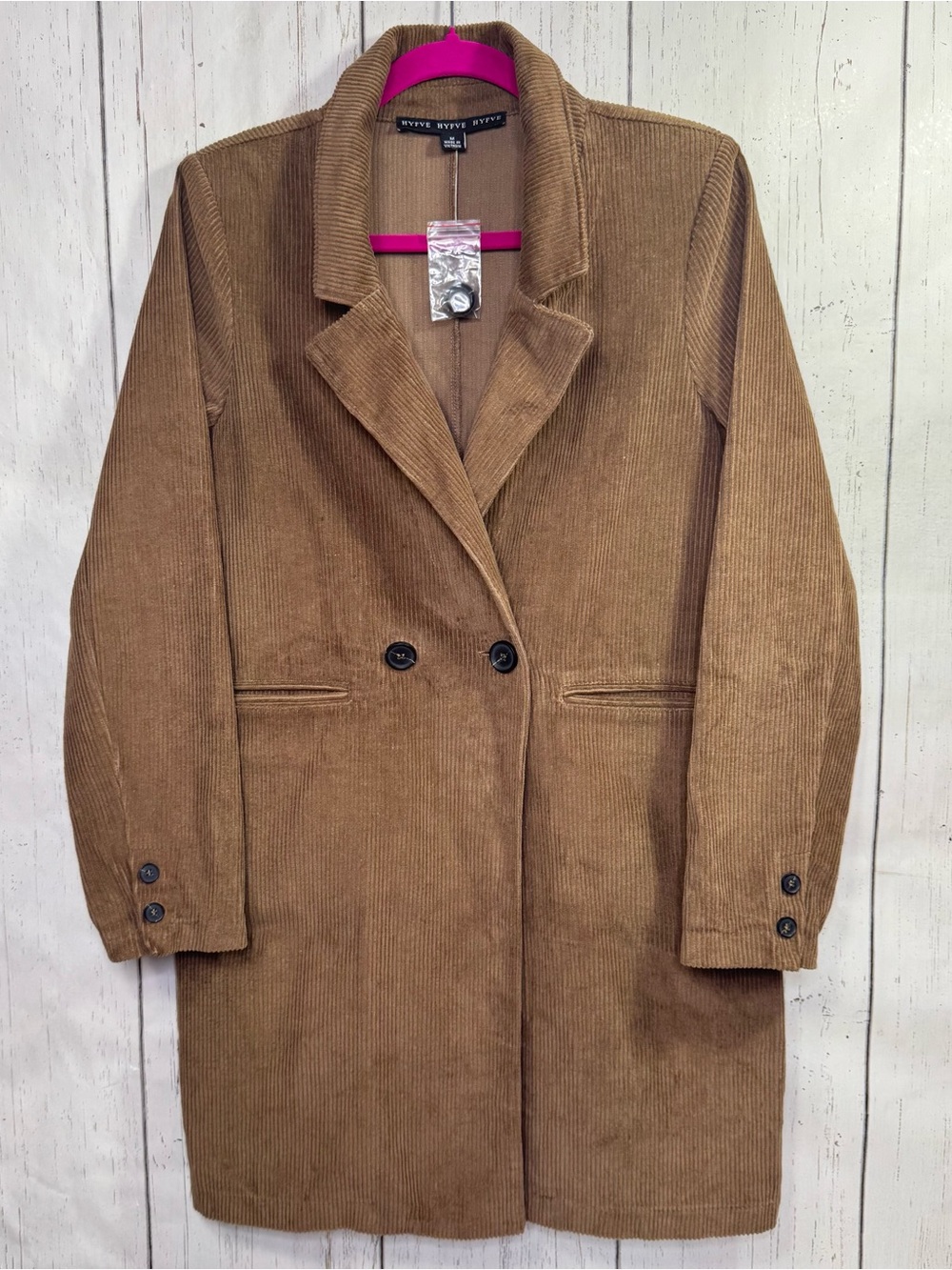 HYFVE Brown Corduroy Long Blazer Size M 100% Cotton Academia Preppy Minimalist